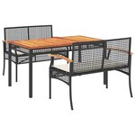 vidaXL Ensemble à manger de jardin avec coussins 3 Pièces Noir