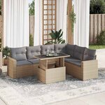 vidaXL Salon de jardin avec coussins 7 Pièces beige résine tressée