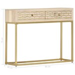 vidaXL Table console Doré 90 x 30 x 75 cm Bois de manguier massif