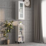 Vidaxl buffet haut blanc brillant 34 5x34x180 cm bois d'ingénierie