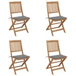 vidaXL Chaises pliables de jardin lot de 4 avec coussins Bois d'acacia