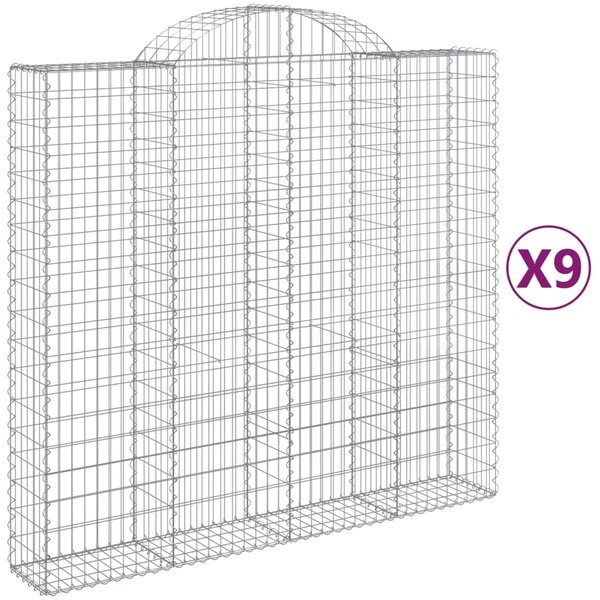 vidaXL Paniers à gabions arqués 9 Pièces 200x50x180/200 cm Fer galvanisé