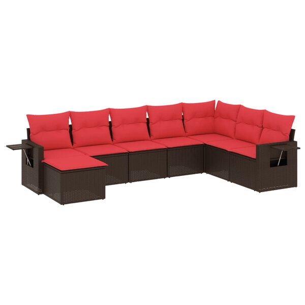 vidaXL Salon de jardin 8 Pièces avec coussins marron résine tressée
