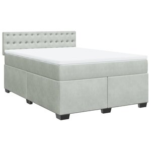 vidaXL Sommier à lattes de lit et matelas Gris clair 140x190cm Velours