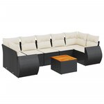 vidaXL Salon de jardin 8 Pièces avec coussins noir résine tressée