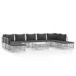 vidaXL Salon de jardin avec coussins 10 Pièces blanc acier