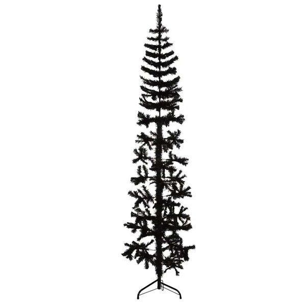 vidaXL Demi sapin de Noël artificiel mince avec support Noir 240 cm