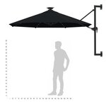 vidaXL Parasol mural de jardin avec LED 300 cm noir