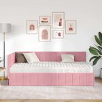 vidaXL Cadre de lit d'angle avec matelas 2 Pièces Gris Velours