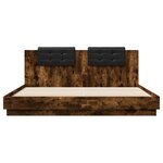 vidaXL Cadre de lit tête de lit et lumières LED chêne fumé 160x200 cm