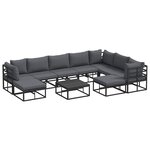 vidaXL Ensemble de canapé de jardin 10 Pièces Noir Aluminium