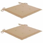 vidaXL Chaises de jardin lot de 2 et coussins beige Bois teck massif