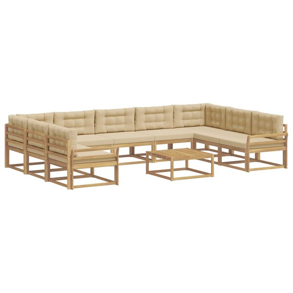 vidaXL Ensemble de canapés d'extérieur 10 pc Blanc et Beige