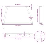vidaXL Pieds de table basse en forme de V  2 pièces  acier naturel  70 x (30-31 3) cm