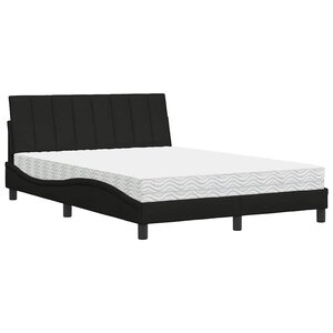 vidaXL Lit avec matelas Hanko noir 140x200 cm tissu