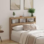 vidaXL Armoire tête de lit avec LED chêne artisanal 140x17x102 cm