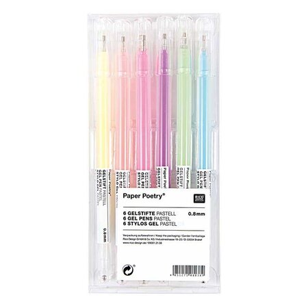 6 stylos gel pastel - 0 8 mm