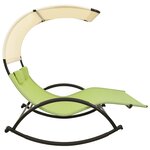 vidaXL Chaise longue double avec auvent textilène vert et crème