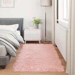 vidaXL Tapis en fausse Tafalla Rose 100 x 200 cm Polyester