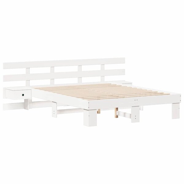 vidaXL Cadre de lit avec tiroir Blanc 150 x 200 cm bois