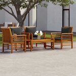 vidaXL Salon de jardin avec coussins 5 Pièces Bois d'acacia solide