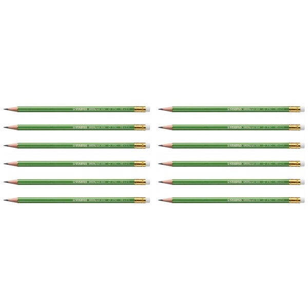 Crayon Graphite GREENGraph bout gomme HB x 12 STABILO