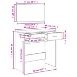 vidaXL Coiffeuse avec miroir sonoma gris 80x39x80 cm