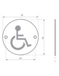THIRARD - Disque de signalisation WC Handicapé   à visser  inox brossé  marquage noir  Ø76mm - THIRARD