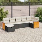 vidaXL Salon de jardin 7 Pièces avec coussins noir résine tressée