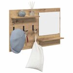 vidaXL Porte-manteau mural avec miroir chêne artisanal 90 x 10 x 50 cm