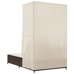 vidaXL Chaise longue double avec toit et rideaux marron résine tressée