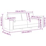 vidaXL Canapé Gris clair 219 x 80 x 82 cm tissu