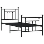 vidaXL Cadre de lit métal sans matelas avec pied de lit noir 75x190 cm