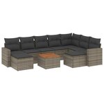 vidaXL Salon de jardin avec coussins 10 Pièces gris résine tressée