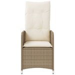 vidaXL Chaises inclinables de jardin lot de 2 et coussins beige rotin