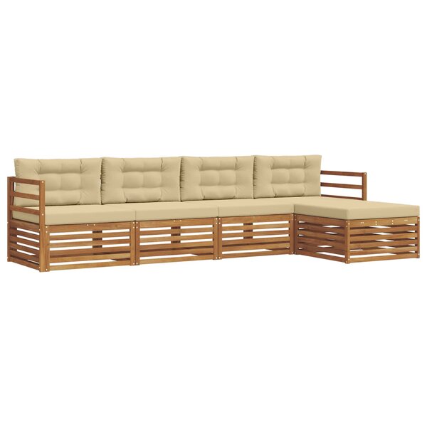 vidaXL Ensemble de canapés d'extérieur 5 pc Naturel et Beige
