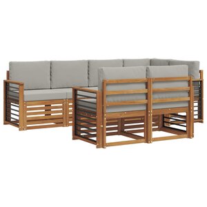vidaXL Ensemble de canapé d'angle 7 Pièces Gris Naturel et Clair