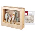 Cadre 3D en bois Lama 24 x 20 x 6 9 cm + Ficelle dorée & blanche