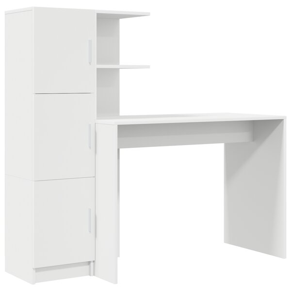 vidaXL Bureau avec rangement blanc en bois d'ingénierie