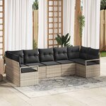 vidaXL Ensemble de canapé de jardin avec coussin 7 Pièces Gris clair
