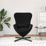vidaXL Fauteuil œuf Noir 63 x 73 x 90 cm Velours