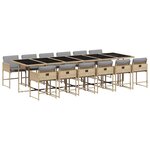 vidaXL Ensemble à manger de jardin coussins 13 Pièces mélange beige rotin