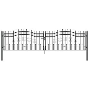 vidaXL Portail et sommet de lance Noir 406x151 cm Acier enduit poudre