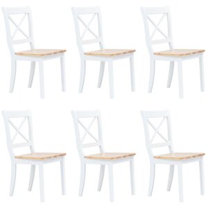 vidaXL Chaises à manger lot de 6 blanc et bois clair bois hévéa massif