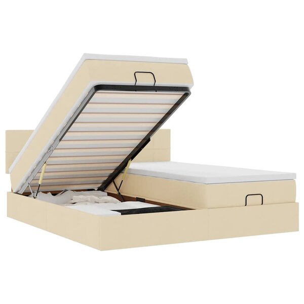 VidaXL Cadre de lit ottoman avec matelas crème 200x200cm tissu
