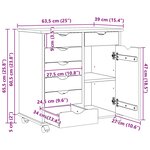 vidaXL Cabinet roulant Marron 63 5 x 39 x 65 5 cm Bois de Pin Massif