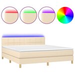 vidaXL Sommier à lattes de lit avec matelas LED Crème 160x200 cm Tissu