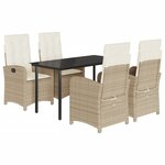 vidaXL Ensemble à manger de jardin avec coussins 5Pièces Beige poly rotin