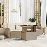 vidaXL Salon de jardin avec coussins 5 Pièces beige résine tressée