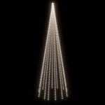 vidaXL Sapin de Noël sur mât de drapeau 732 LED Blanc froid 500 cm